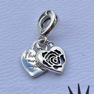 PANDORA Rose Heart Padlock Dangle Charm
